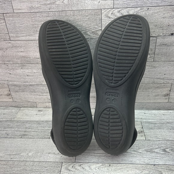 CROCS Thea Ballet Rubber Flats Black Slip On Slingback Womens Size 8 11701‎ - Picture 10 of 11